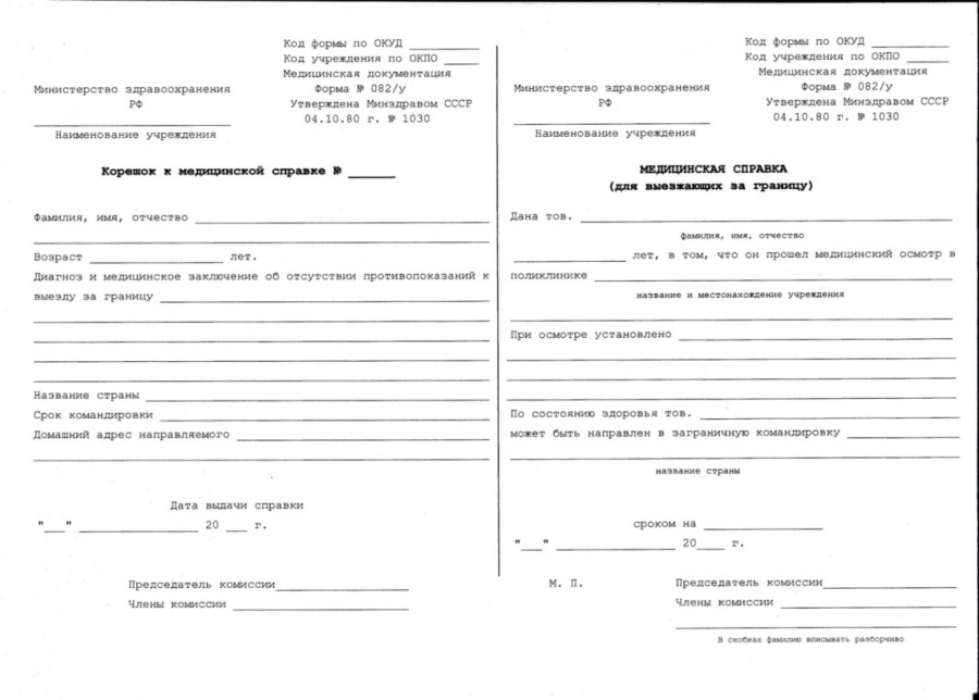 стоимость справки о здоровье для выезда за границу